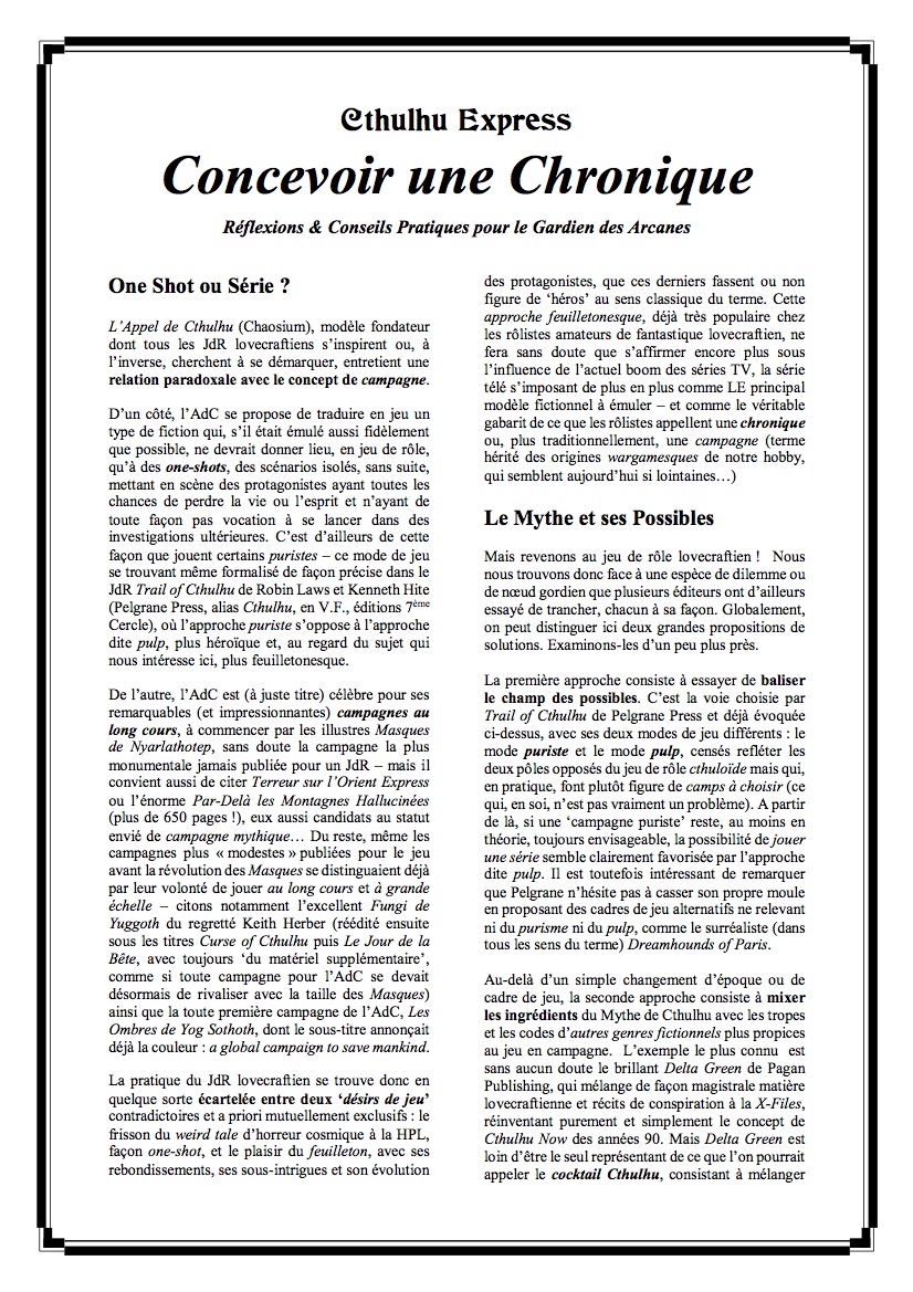 Concevoir une Chronique