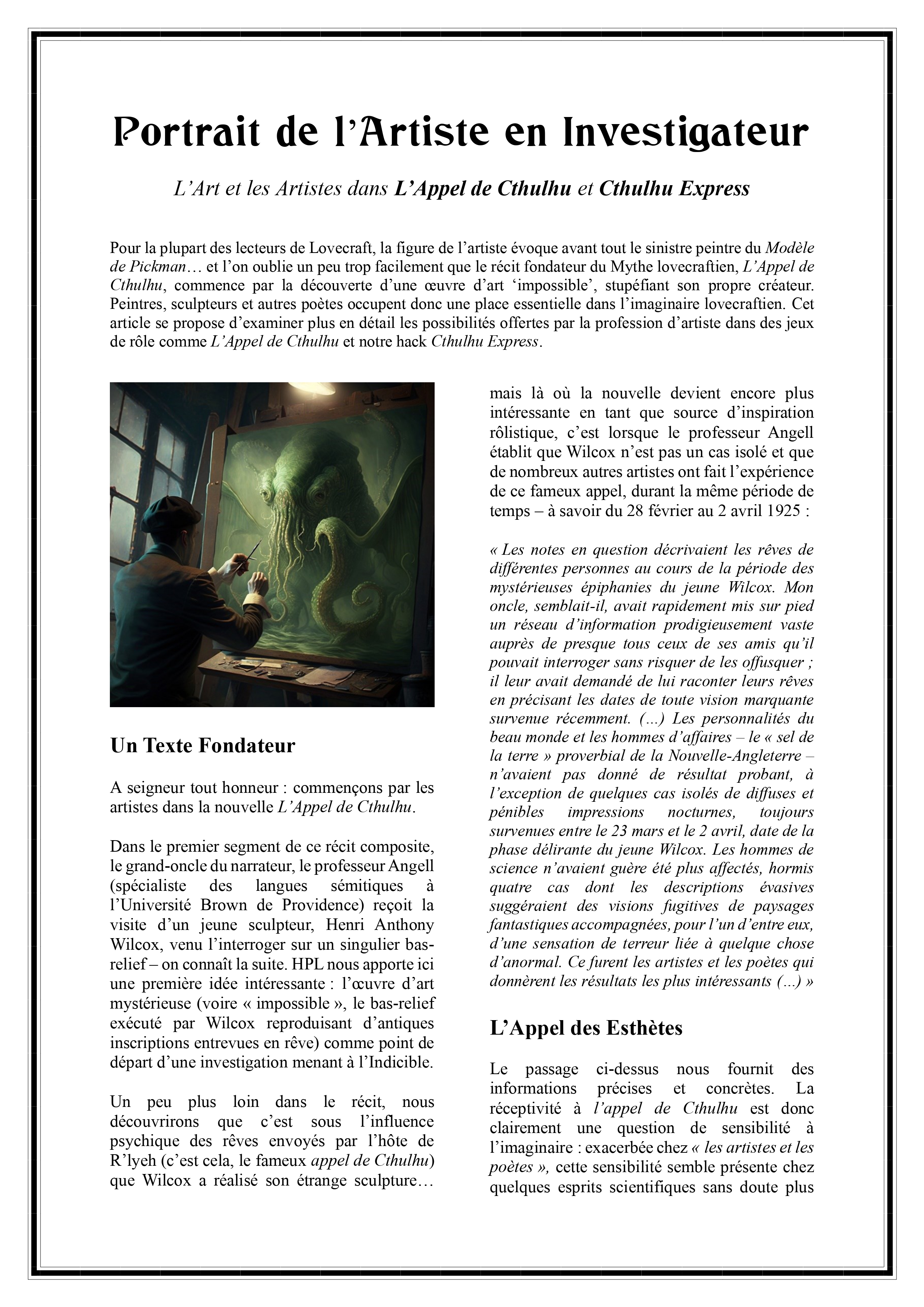 Portrait de l’Artiste en Investigateur